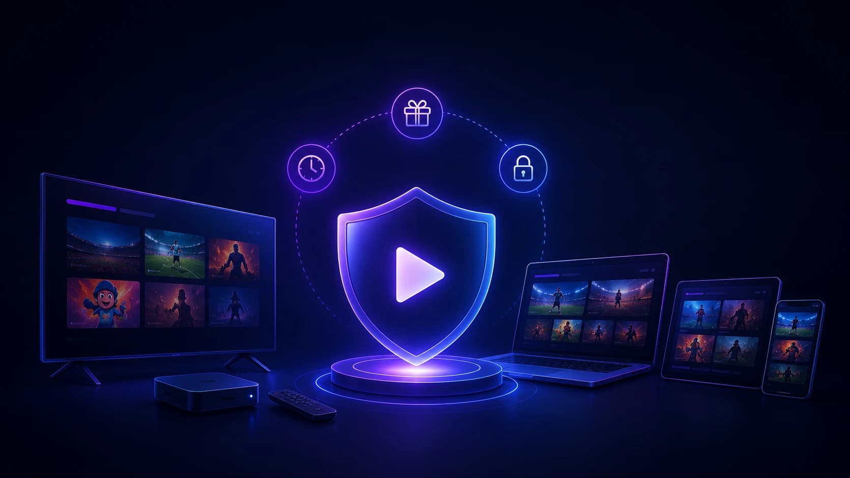 Illustration d’une conversation de messagerie aboutissant à un écran de test IPTV