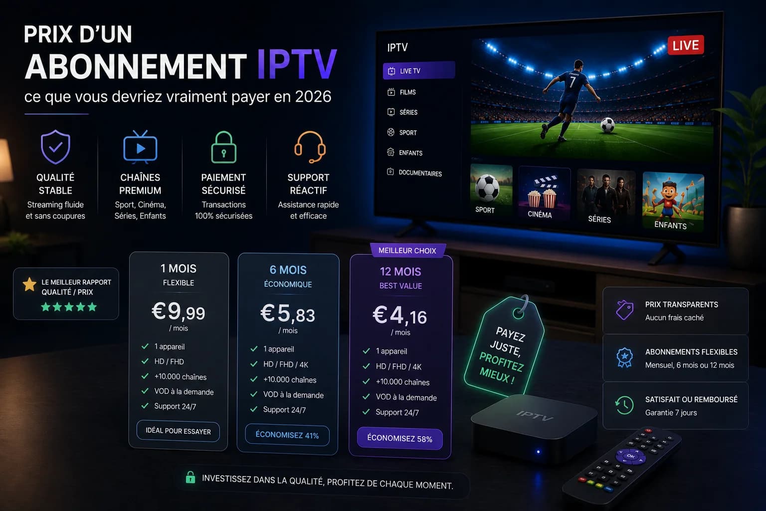 Prix abonnement IPTV